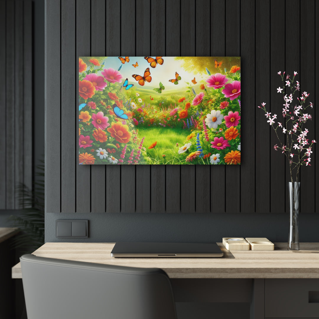 Garden Tranquility with Butterflies - Acrylic Painting