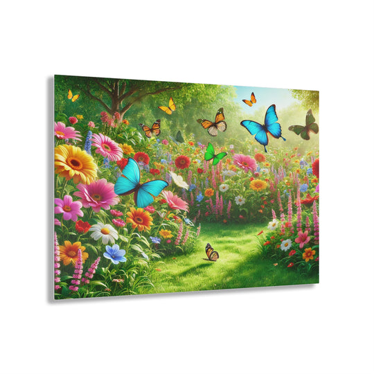 Blissful Garden with Butterflies - Acrylic Artwork