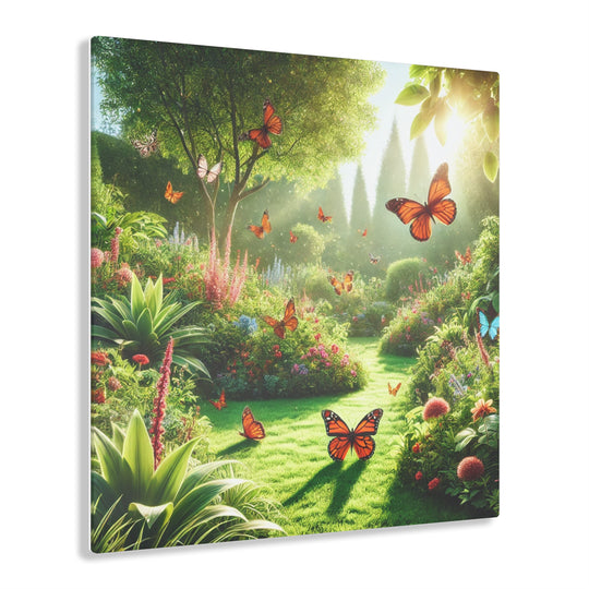 Beautiful Garden with Butterflies - Acrylic Art