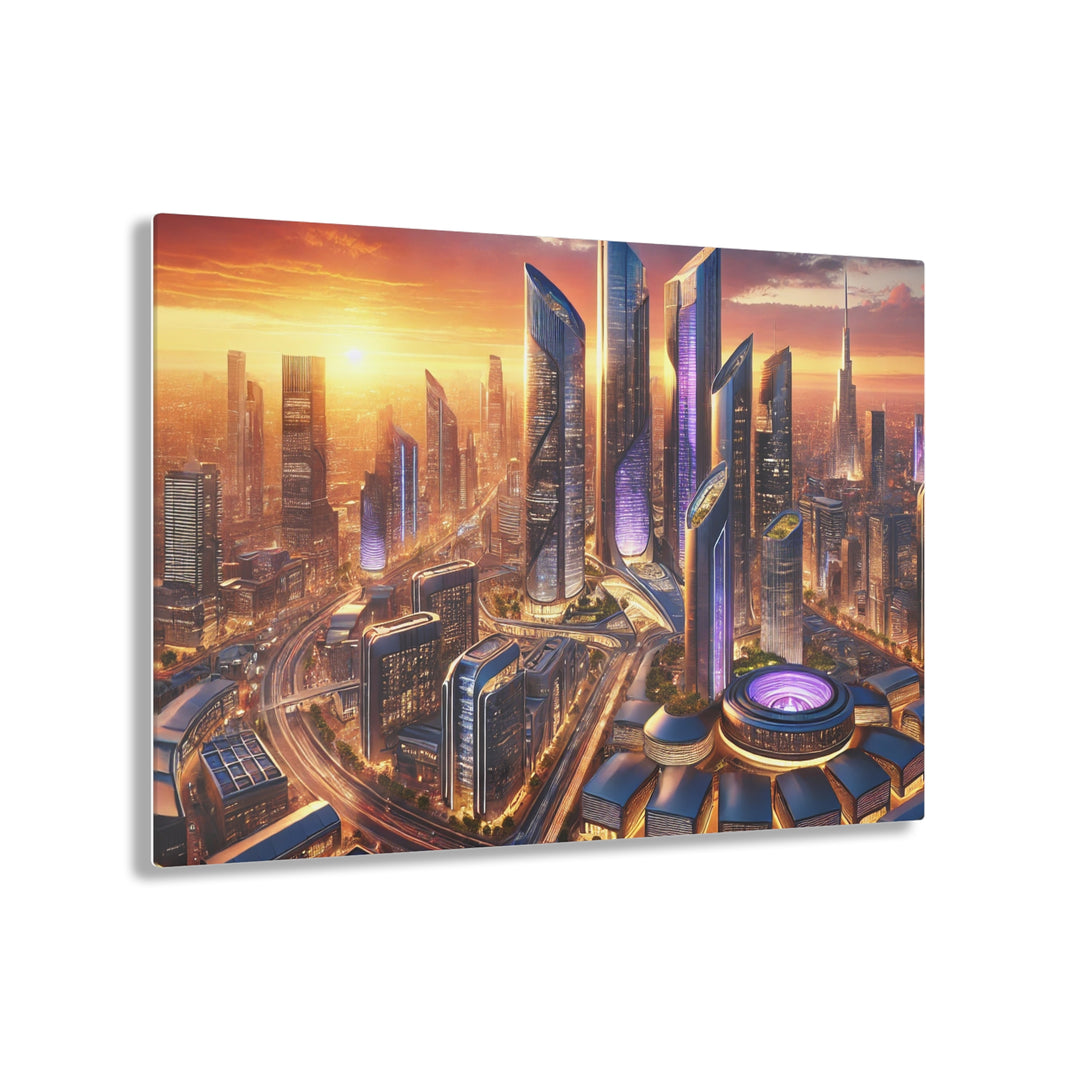 Futuristic Skyline at Dusk Acrylic Print