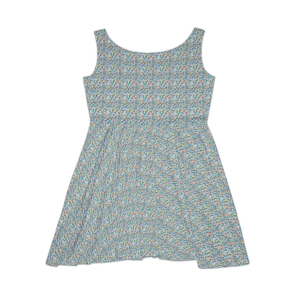 Pastel Grid Vibe Women Skater Dress