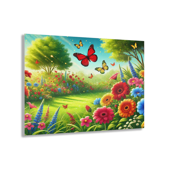 Nature's Garden with Butterflies - Acrylic Painting