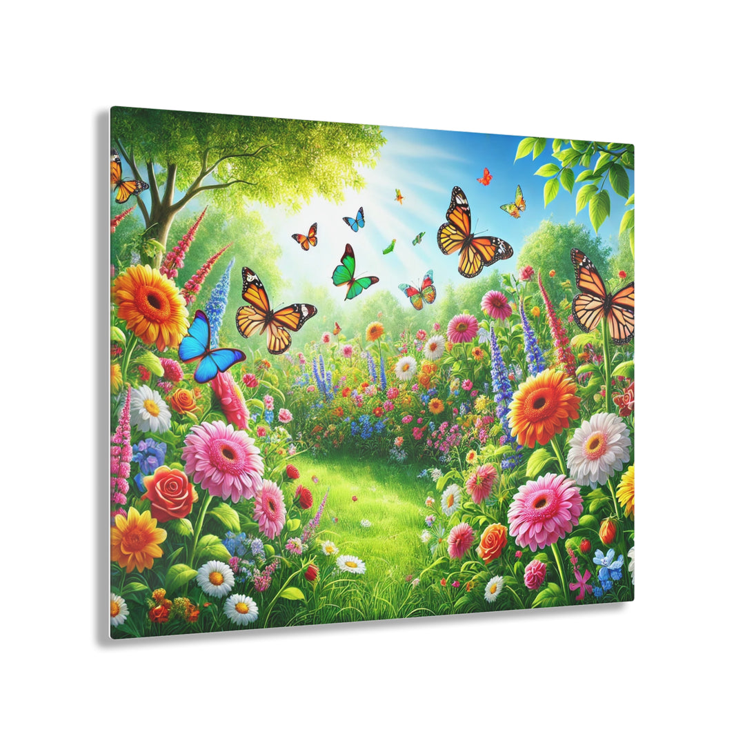 Green Garden and Butterflies - Daylight Acrylic Art