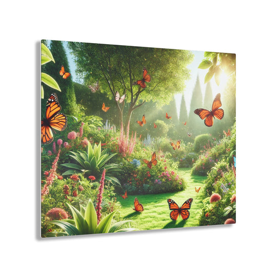 Beautiful Garden with Butterflies - Acrylic Art