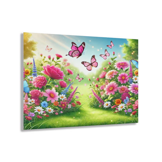 Garden Bliss with Butterflies - Acrylic Art