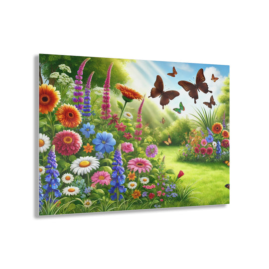 Daylight Delight - Garden and Butterflies Acrylic Painting