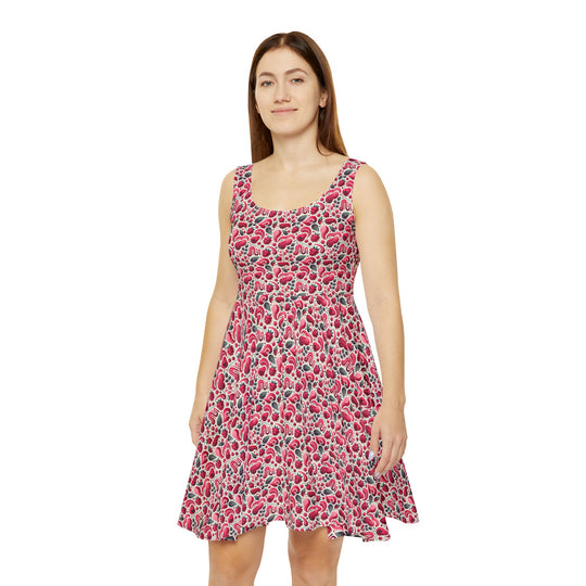 Minimalist Raspberry Skater Dress for a Fresh Look