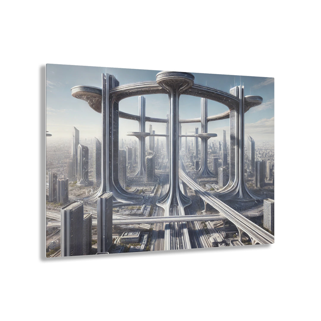 Skybridge Cityscape of the Future Acrylic Print