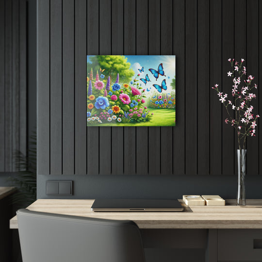 Enchanted Green Garden with Butterflies - Acrylic Art