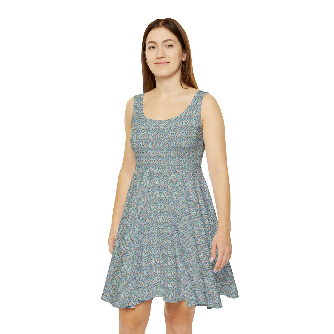 Pastel Grid Vibe Women Skater Dress - Creative Canvas Corner