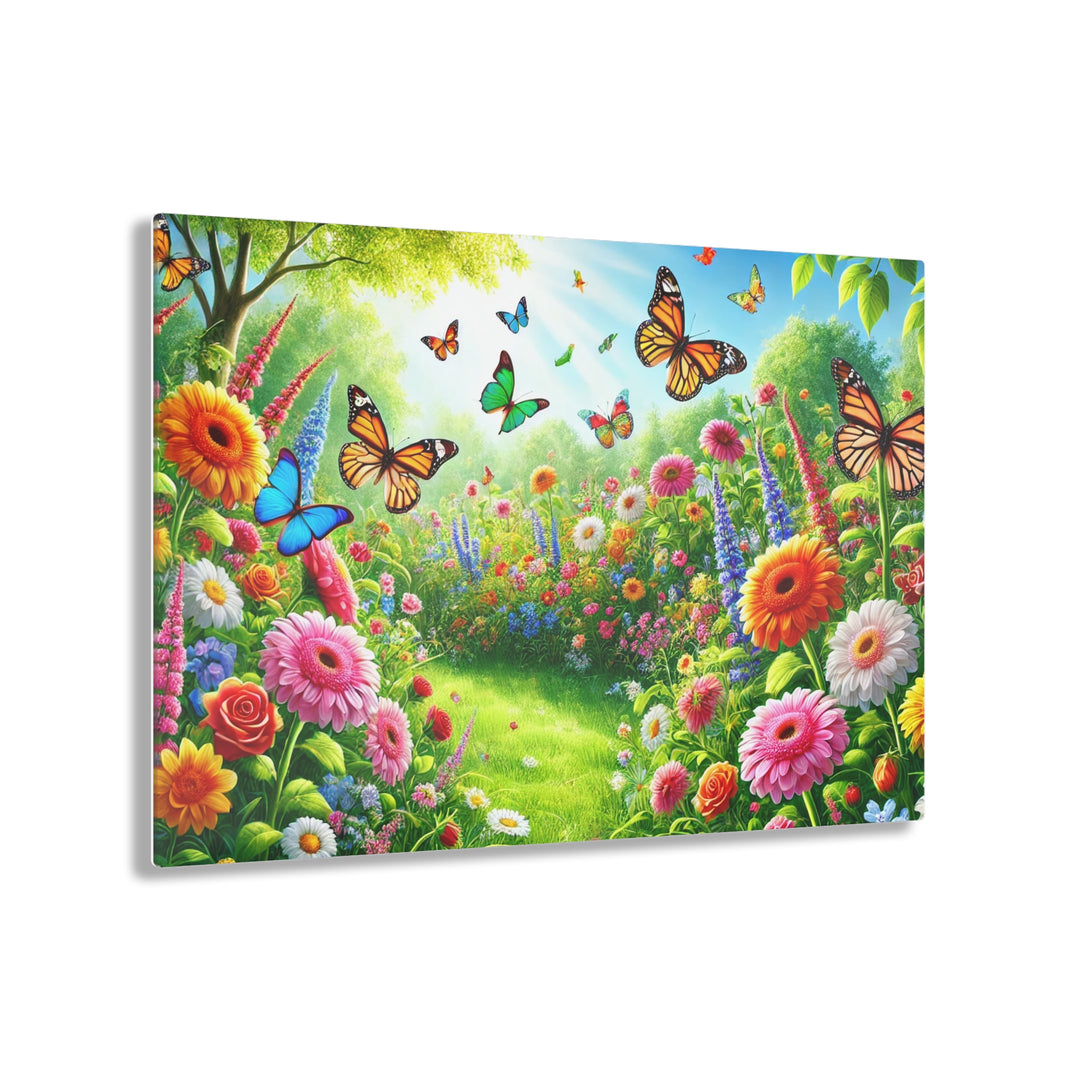 Green Garden and Butterflies - Daylight Acrylic Art