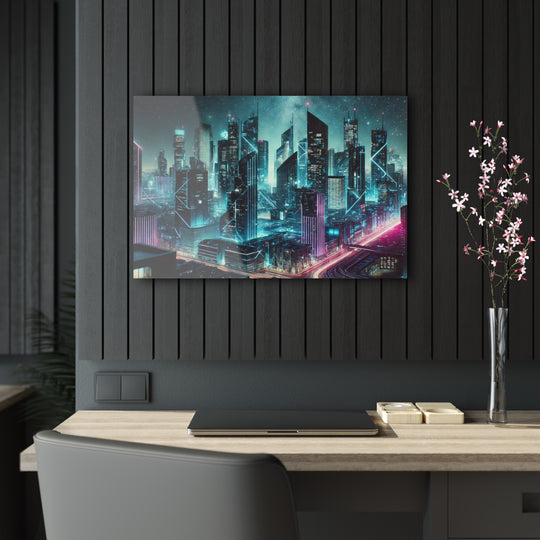 Nighttime Futurism Cityscape Acrylic Print