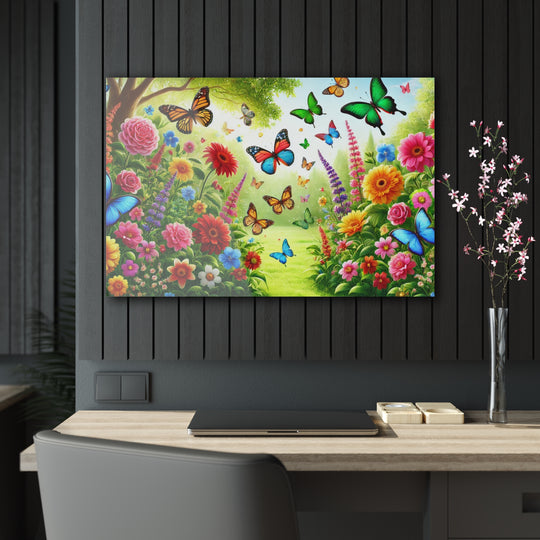 Daylight Garden Magic - Butterflies Acrylic Painting