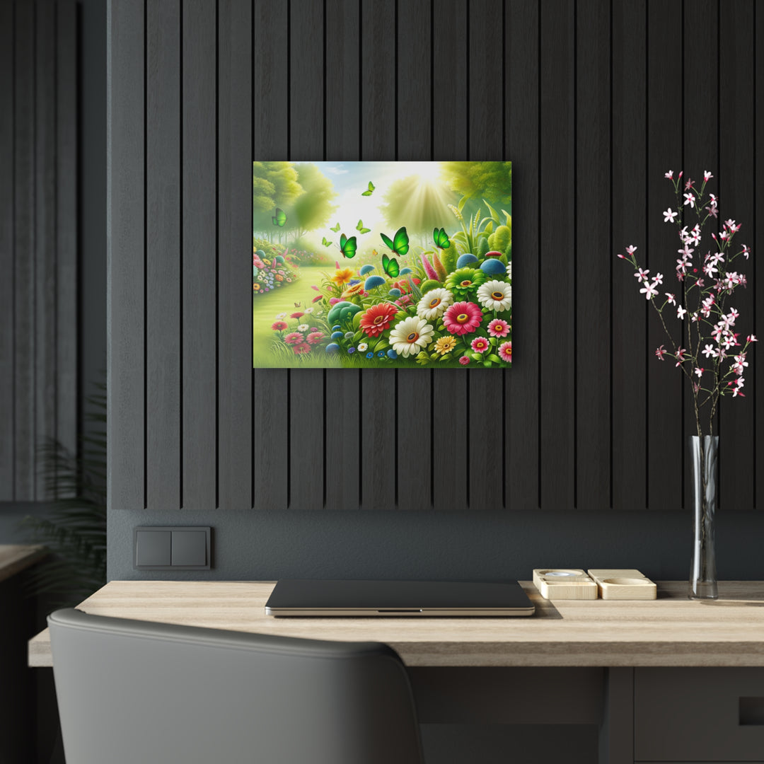 Blossoming Garden with Butterflies - Acrylic Painting