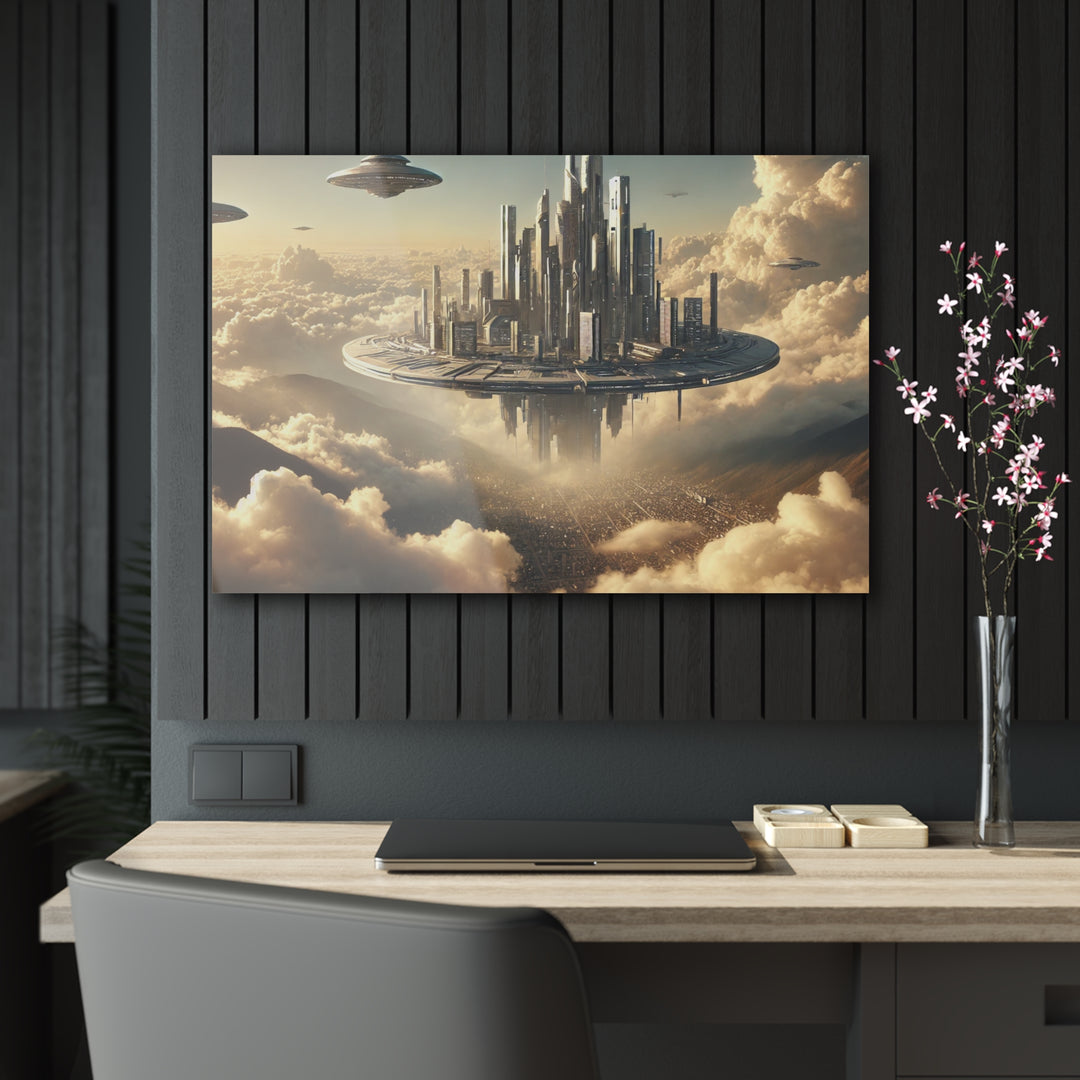 Floating Futuristic Sky City Acrylic Print