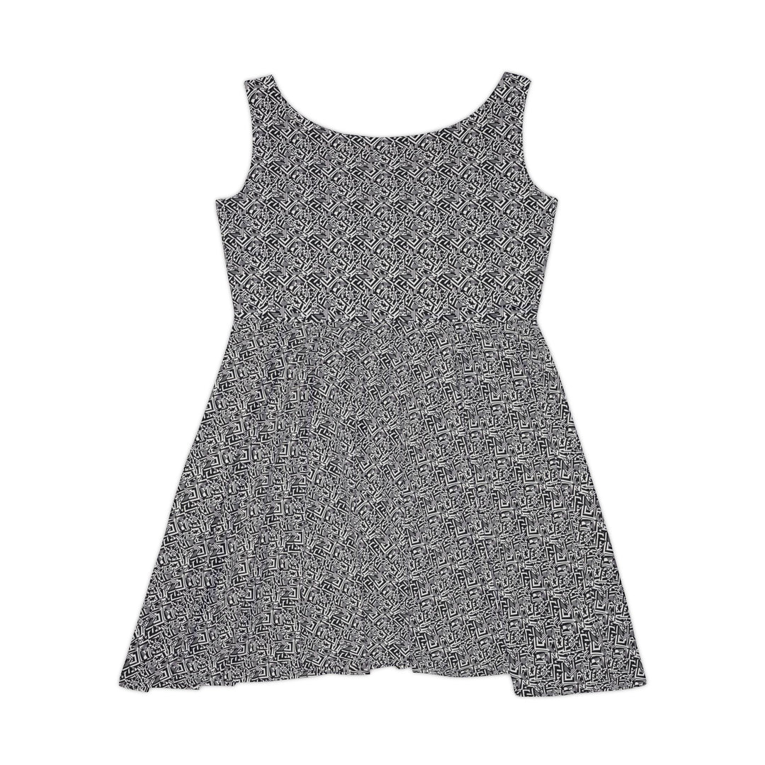 Retro Geometric Skater Dress - Bold & Modern