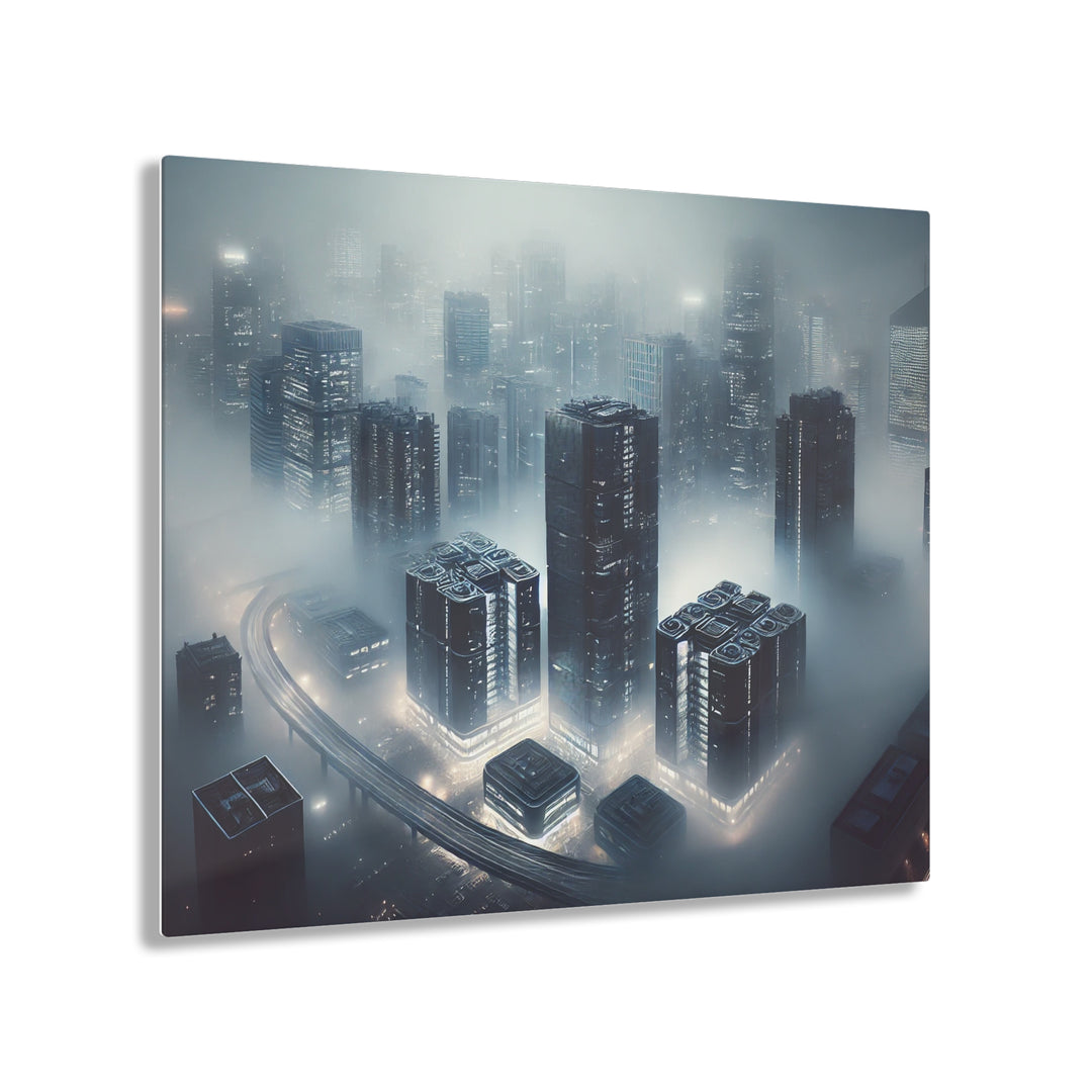 Futuristic Foggy Cityscape Acrylic Print