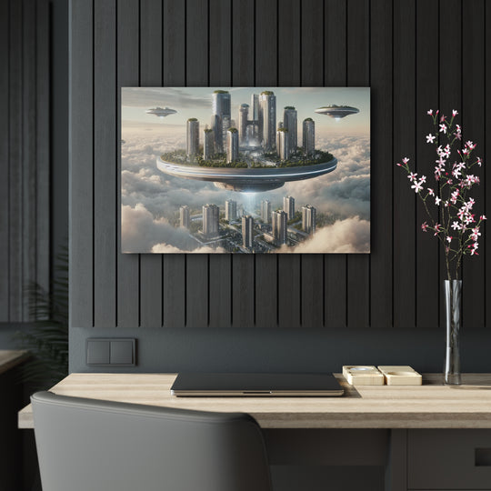 Floating Futuristic Island City Acrylic Print