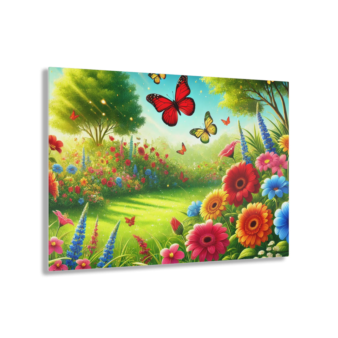 Nature's Garden with Butterflies - Acrylic Painting