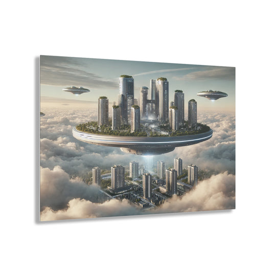 Floating Futuristic Island City Acrylic Print