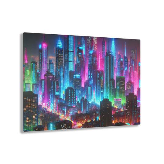 Neon Metropolis at Night Acrylic Print