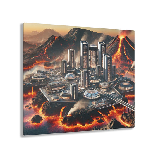 Futuristic Volcanic Island City Acrylic Print