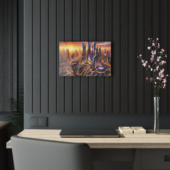 Futuristic Skyline at Dusk Acrylic Print