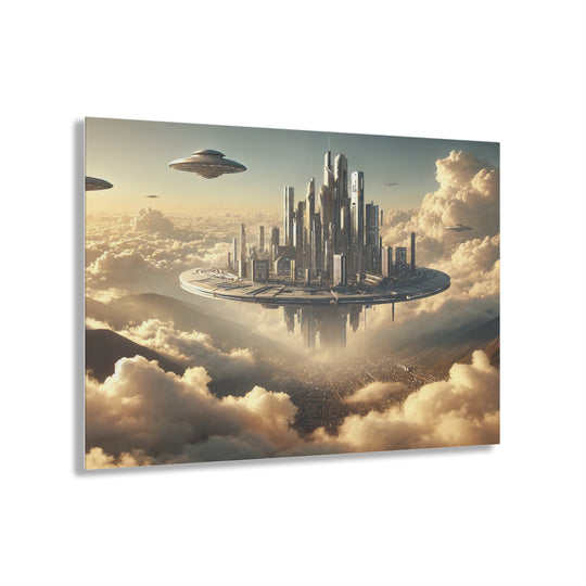 Floating Futuristic Sky City Acrylic Print