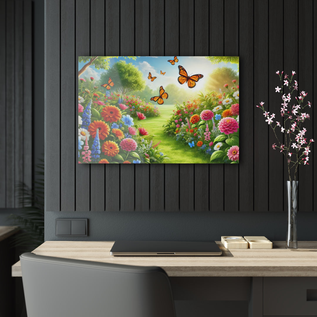 Sunshine Garden and Butterflies - Acrylic Art