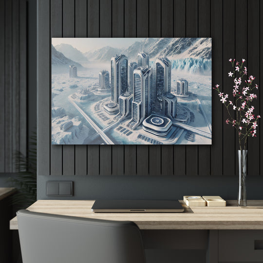 Futuristic Glacier Cityscape Acrylic Print