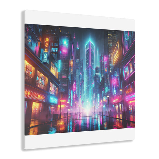 Neon Cityscape in the Rain Acrylic Print