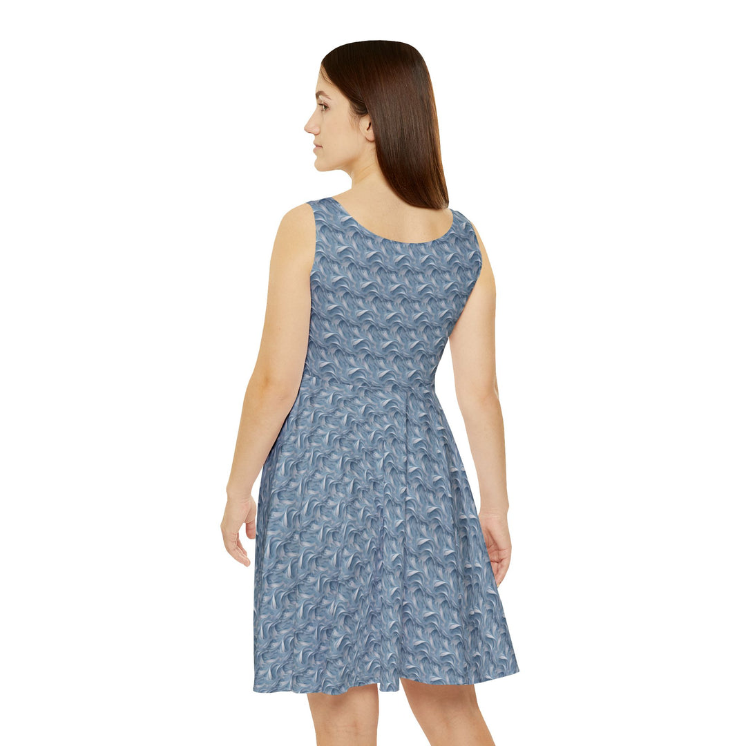 Baby Blue Long Sleeve Skater Dress: Cool Comfort - Creative Canvas Corner