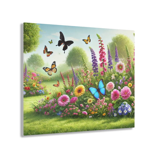 Enchanting Garden with Butterflies - Acrylic Art