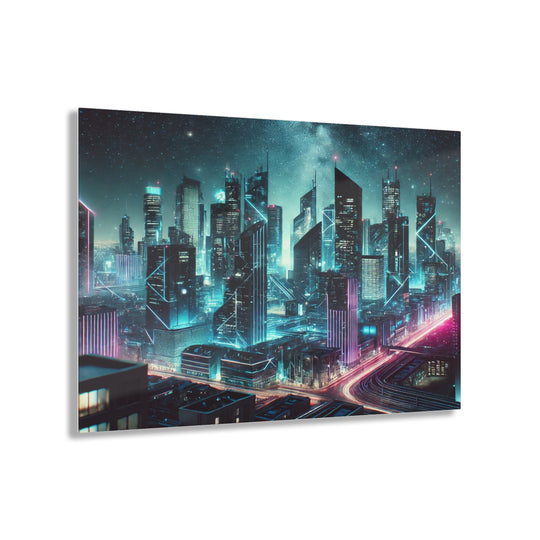 Nighttime Futurism Cityscape Acrylic Print