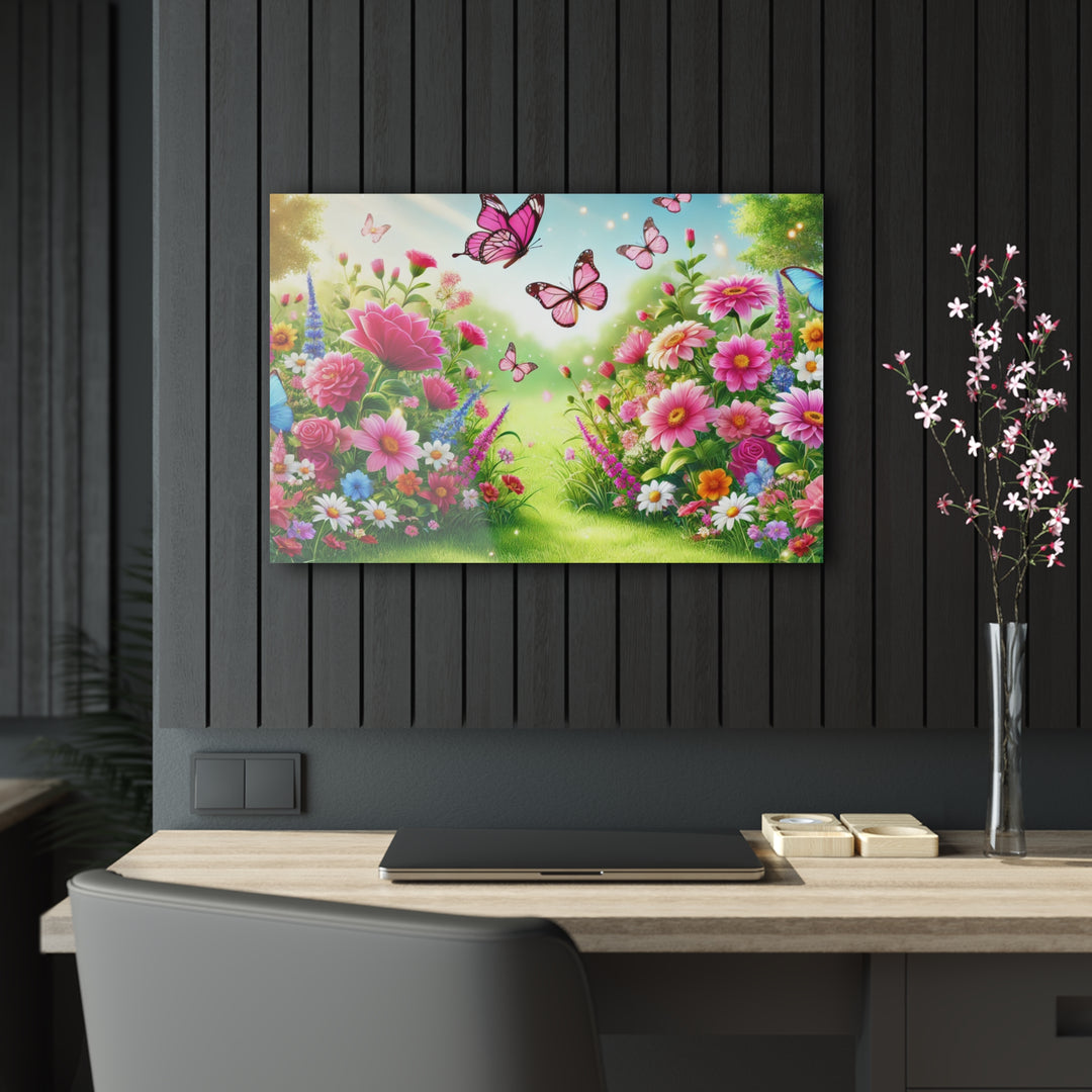 Garden Bliss with Butterflies - Acrylic Art