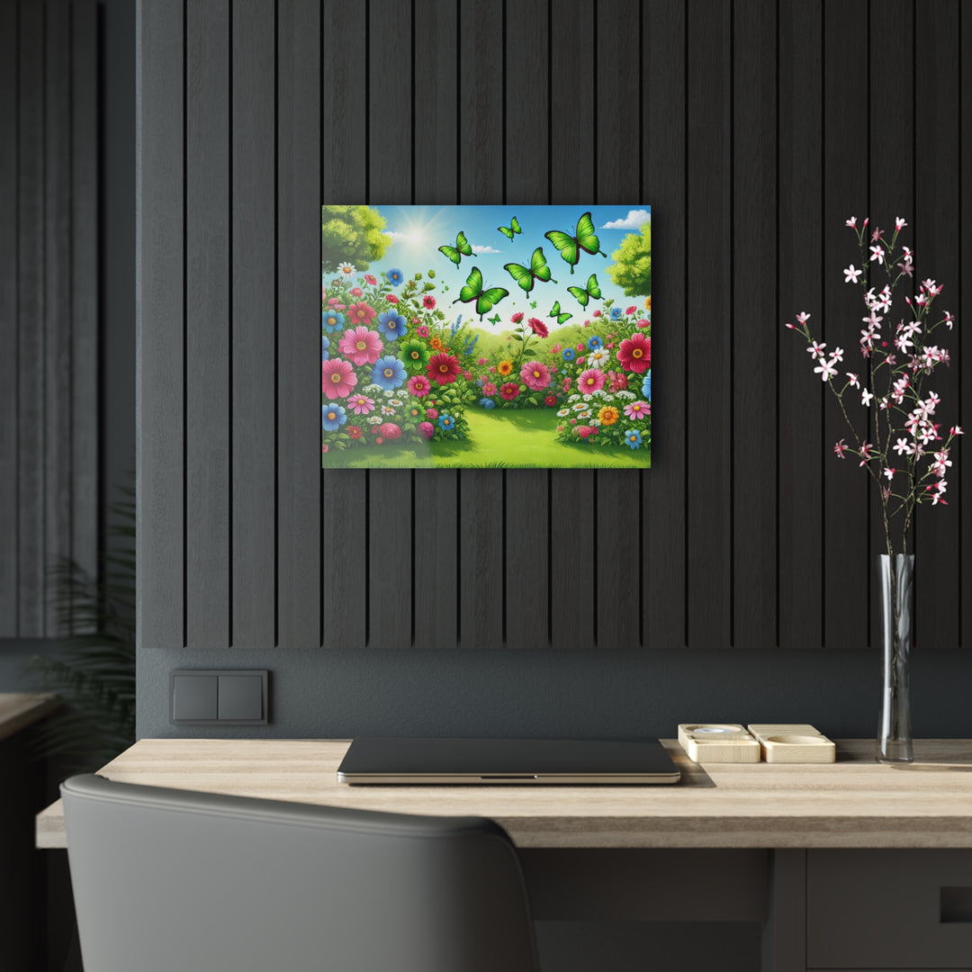 Butterfly Paradise - Green Garden Acrylic Art