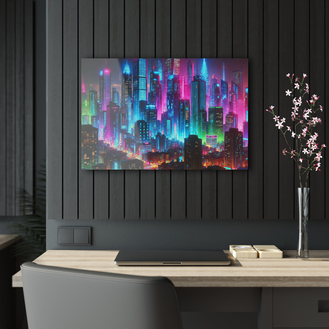 Neon Metropolis at Night Acrylic Print