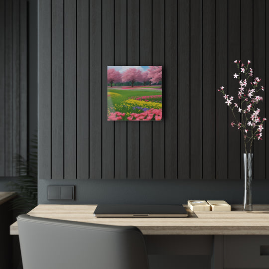 🍃 Pink Blossoms Amidst Greenery: Forest Magic 🌳 - Creative Canvas Corner