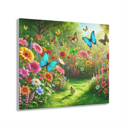 Blissful Garden with Butterflies - Acrylic Artwork