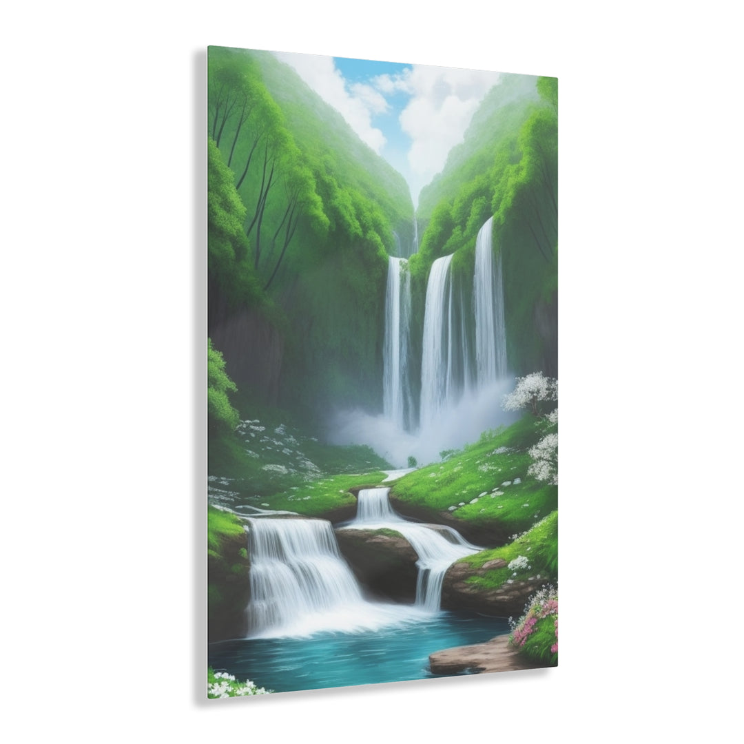 🍃 Enchanting Waterfalls in Lush Greenery 🌳 - Creative Canvas Corner