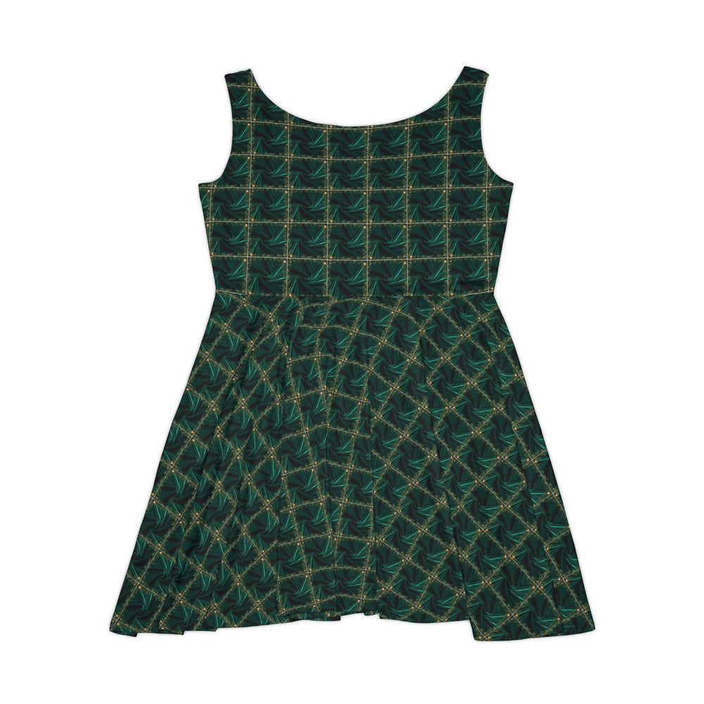 Green Velvet Skater Dress - Festive Holiday Cheer