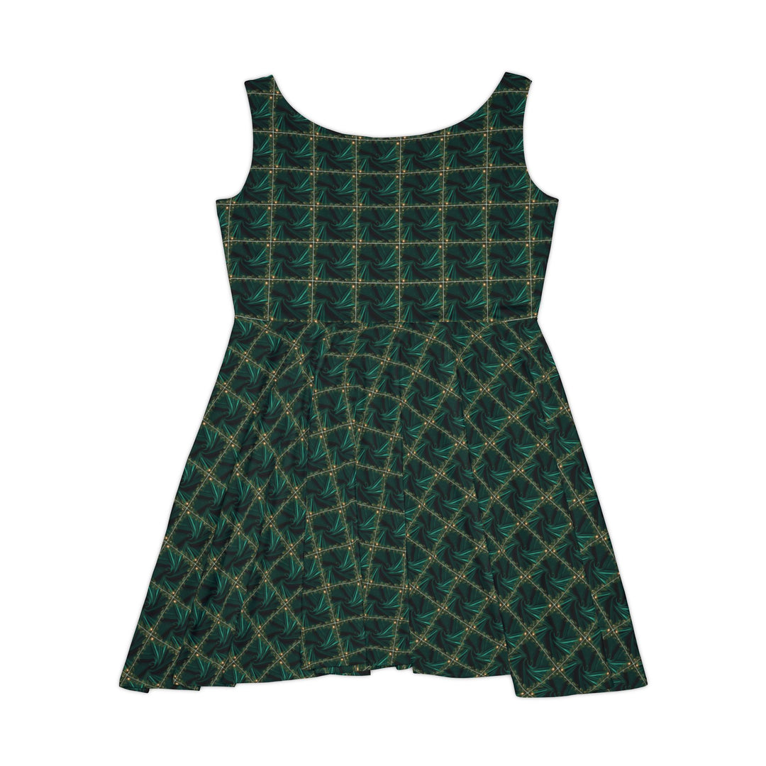 Green Velvet Skater Dress - Festive Holiday Cheer