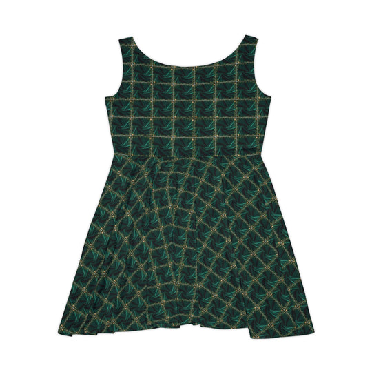 Green Velvet Skater Dress - Festive Holiday Cheer