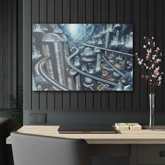 Futuristic Crystal Cavern City Acrylic Print