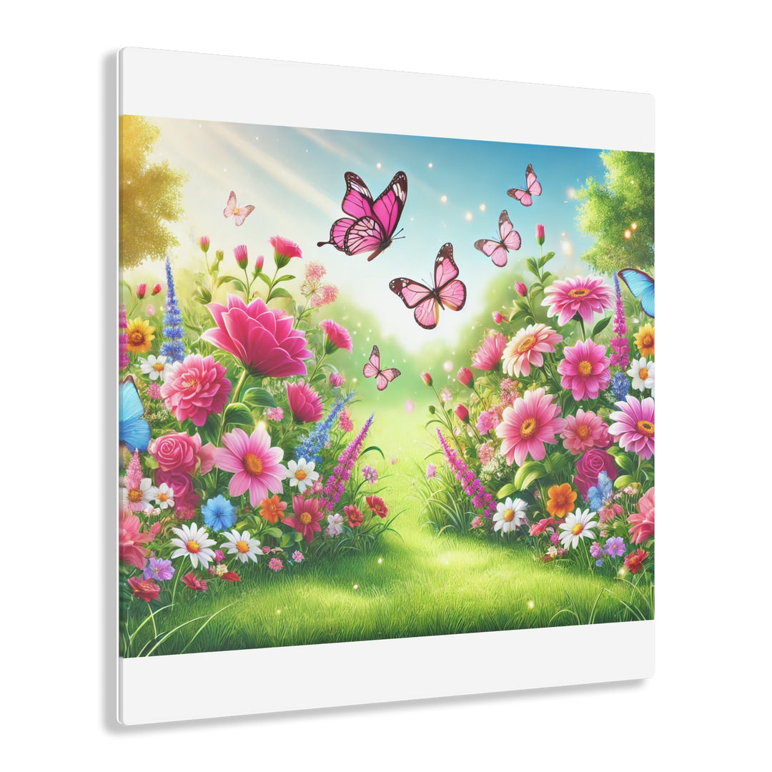 Garden Bliss with Butterflies - Acrylic Art