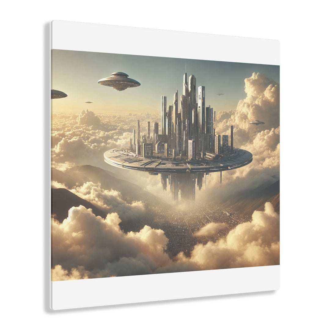 Floating Futuristic Sky City Acrylic Print