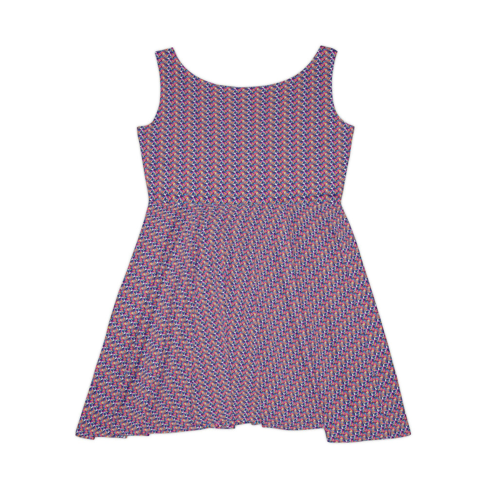 Psychedelic Swirl Skater Dress - 60s Hippie Chic