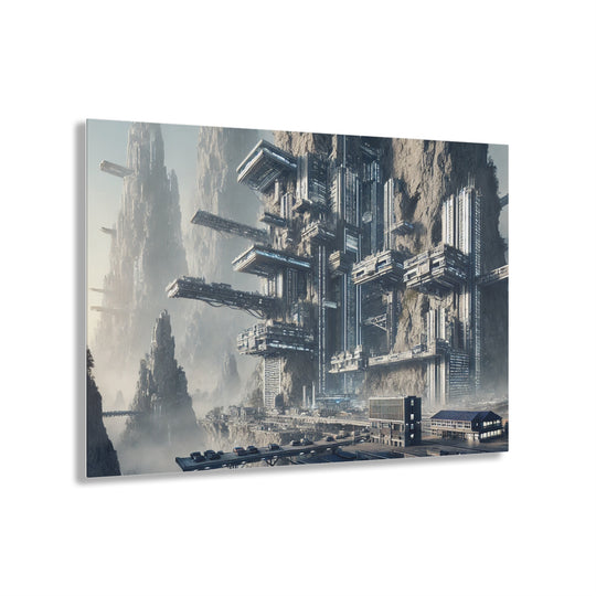 Futuristic Cliffside City Acrylic Print