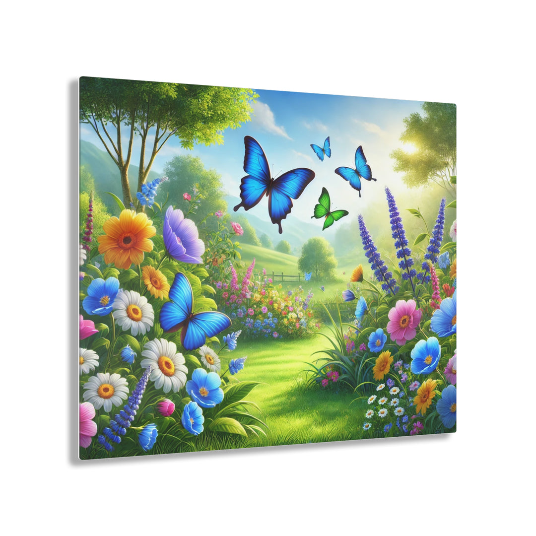 Butterfly Meadow - Green Garden Acrylic Painting