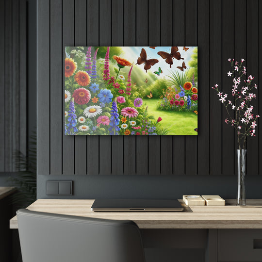 Daylight Delight - Garden and Butterflies Acrylic Painting